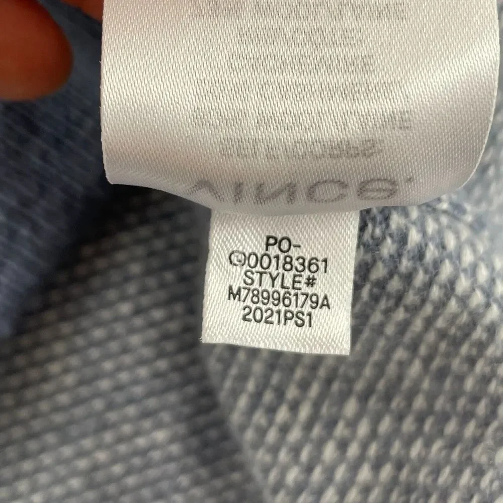 VINCE Birdseye Crewneck Sweater Men Small Blue Wool Cashmere‎ Blend Designer LS